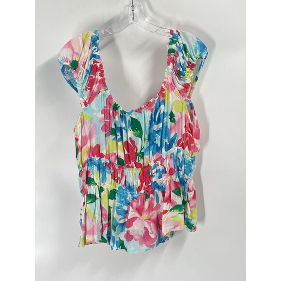 Old Navy Baby Doll Tank Top Bright Floral Sz Large Coloful - Picture 6 of 6